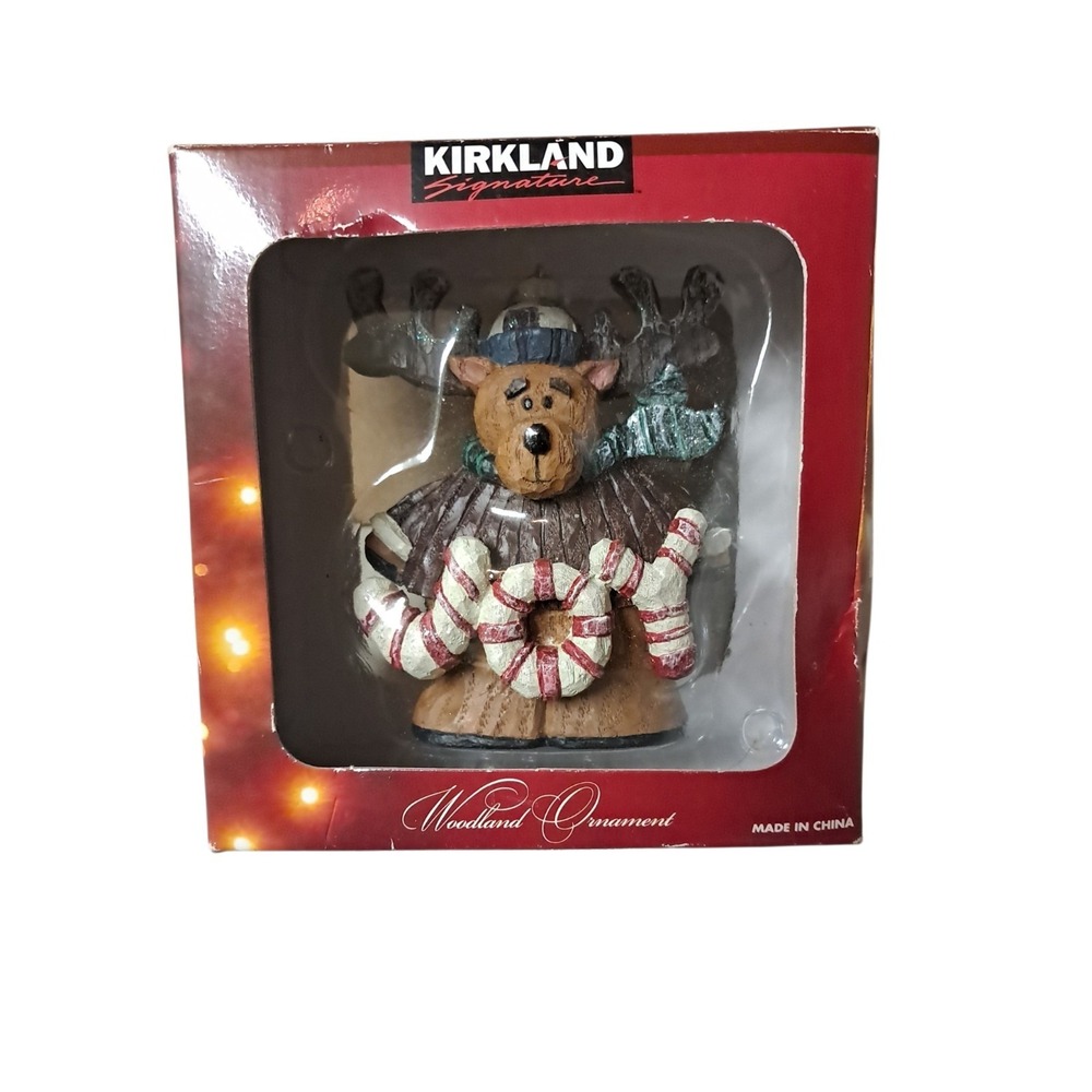 Kirkland Christmas Tree Ornament Reindeer with JOY Garland Boxed New